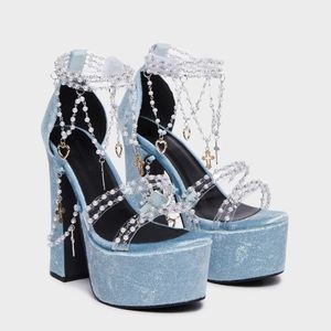 Dolls Kill Holy Revelation Baby Blue Platform Heels